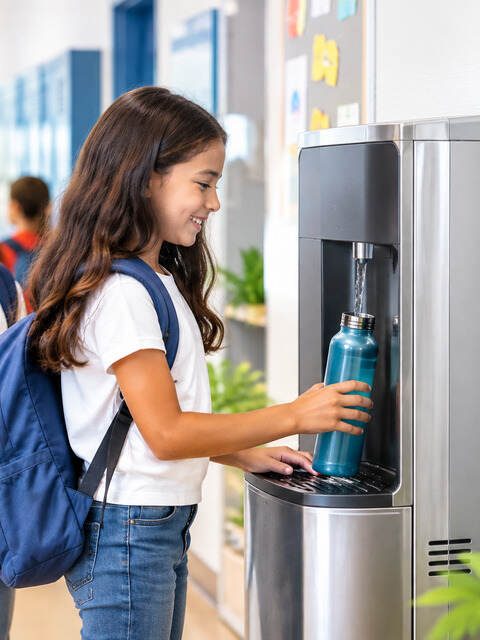 Fontaine à eau adaptée aux écoles
