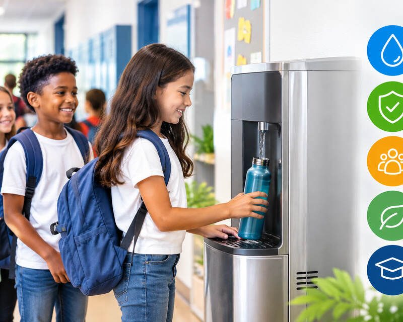 Fontaine à eau adaptée aux écoles